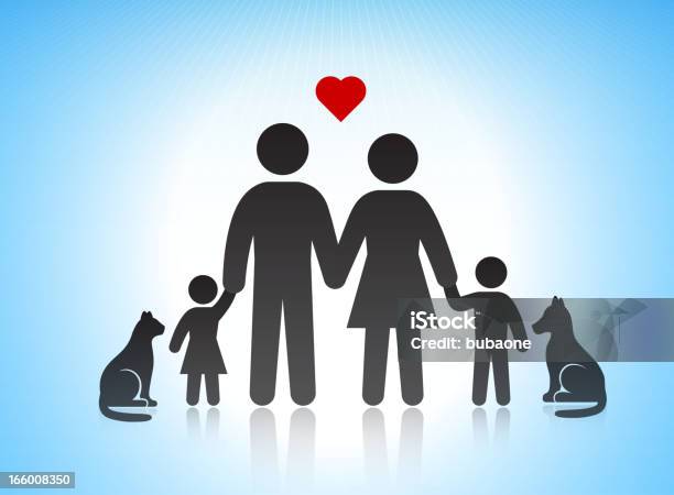 Perfekte Liebevolle Familie Strichmännchen Stock Vektor Art und mehr Bilder von Familie - Familie, Großfamilie, Haustier