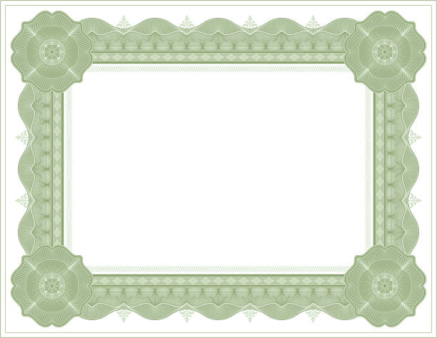 ilustrações de stock, clip art, desenhos animados e ícones de grande certificado-diploma (verde variant) - wave pattern plaque certificate birth certificate