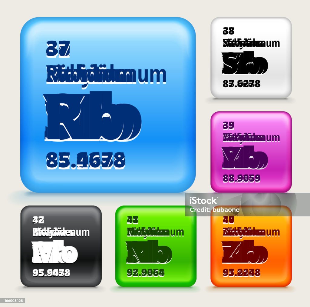 Tabela Periódica de Elementos (37-42) Na cor botões de transparência EPS10 - Vetor de Azul royalty-free