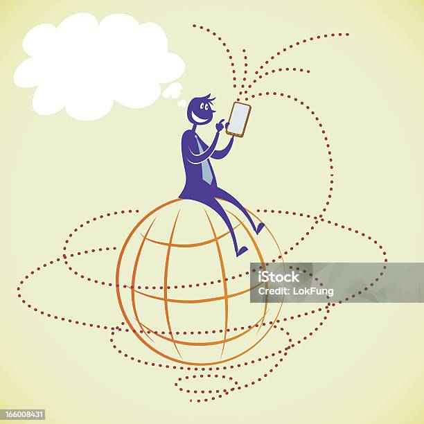 Man And Global Connection Stock Illustration - Download Image Now - Adult, Anthropomorphic Smiley Face, Blue