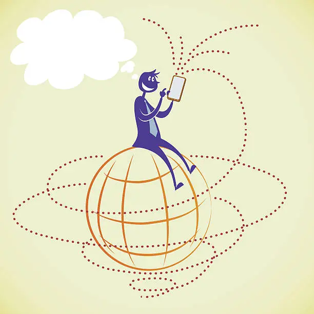 Vector illustration of Man and Global connection