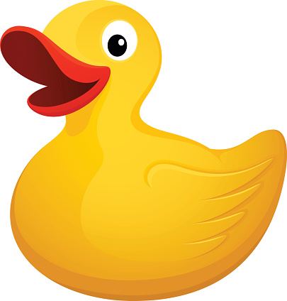 Bright yellow rubber duck with red lips