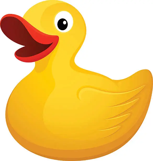 Vector illustration of Bright yellow rubber duck with red lips