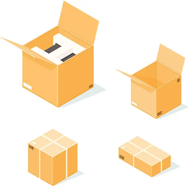 Vector illustration of Isomtric cardboard box