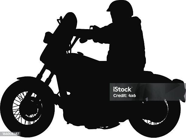 Silhouette Di Un Uomo Che Cavalca Motocicletta - Immagini vettoriali stock e altre immagini di Motociclista - Motociclista, Sagoma - Controluce, Motocicletta