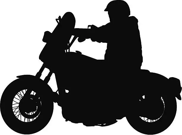 Vector illustration of Silhouette of a man riding motorcycle
