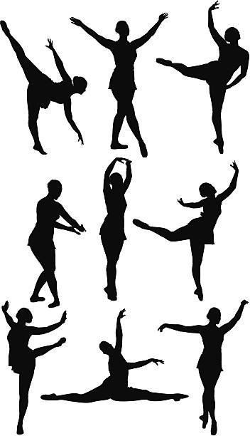 여러 실루엣 발레 - silhouette ballet dancer the splits dancing stock illustrations