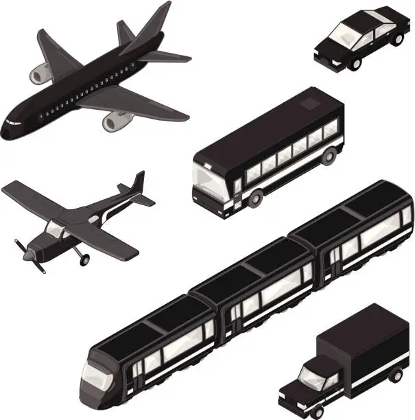 Vector illustration of Isometric Transport Icons