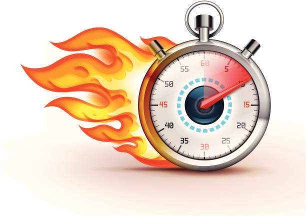 Burning Stopwatch vector art illustration