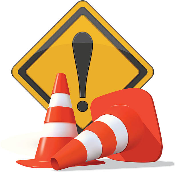 Road Warning Sign Road Warning Sign  with Traffic cones, extra files;ai,pdf,png,jpeg(hi-res) cone stock illustrations