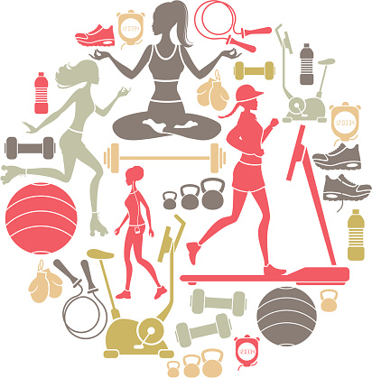 A set of exercise and fitness related icons. See below for more sport and leisure images.