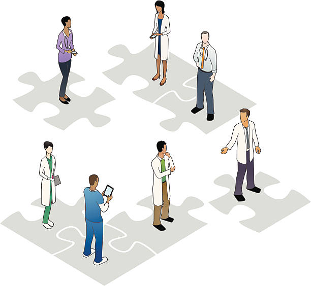 opieki zdrowotnej ludziom na puzzle - healthcare and medicine communication doctor puzzle stock illustrations