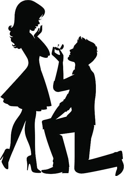 Vector illustration of Proposing Silhouette