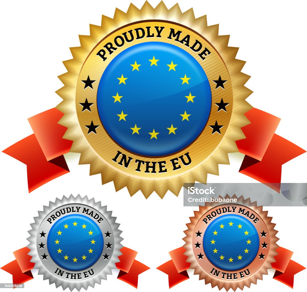 Fatto in Unione europea Badge set di icone vettoriali royalty-free - arte vettoriale royalty-free di A forma di stella