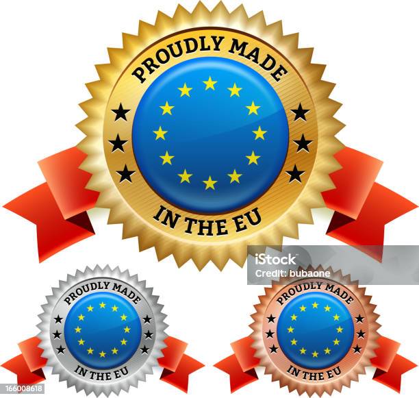 Wykonane W Unii Europejskiej Emblemat Wektor Zestaw Ikon Royaltyfree - Stockowe grafiki wektorowe i więcej obrazów Brąz