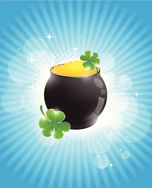 Vector illustration of St. Patrick day background - pot of gold