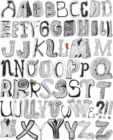 Vector file of hand drawn alphabet