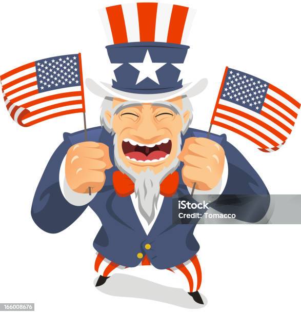 Wuj Sam Flags - Stockowe grafiki wektorowe i więcej obrazów Uncle Sam - Uncle Sam, 4-go lipca, Cylinder