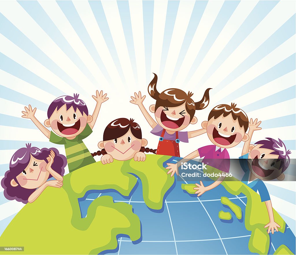 Glückliches Kind in der Welt - Lizenzfrei Kindertag Vektorgrafik