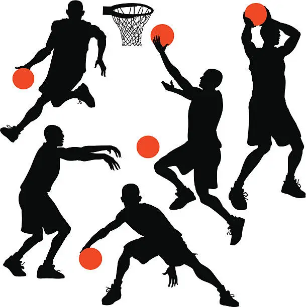 Vector illustration of Sylhouettes of Basketball Players in action