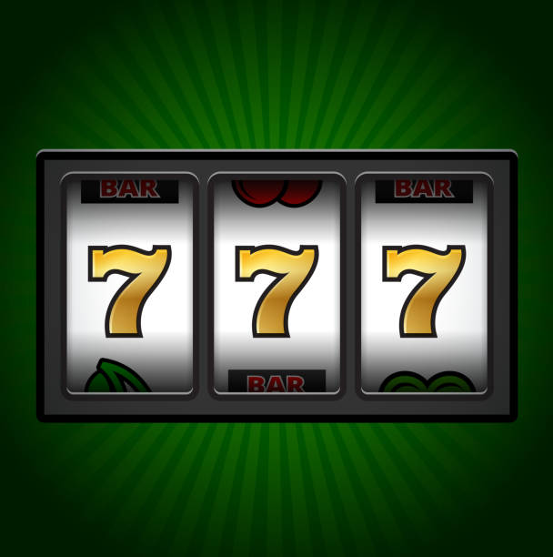 istock Casino Slot Machine Sevens on Green Background 166008788