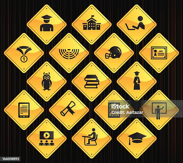 Yellow Road Signs College Students Stock Illustration - Download Image Now - Amphitheater, Chalkboard - Visual Aid, Awards Ceremony