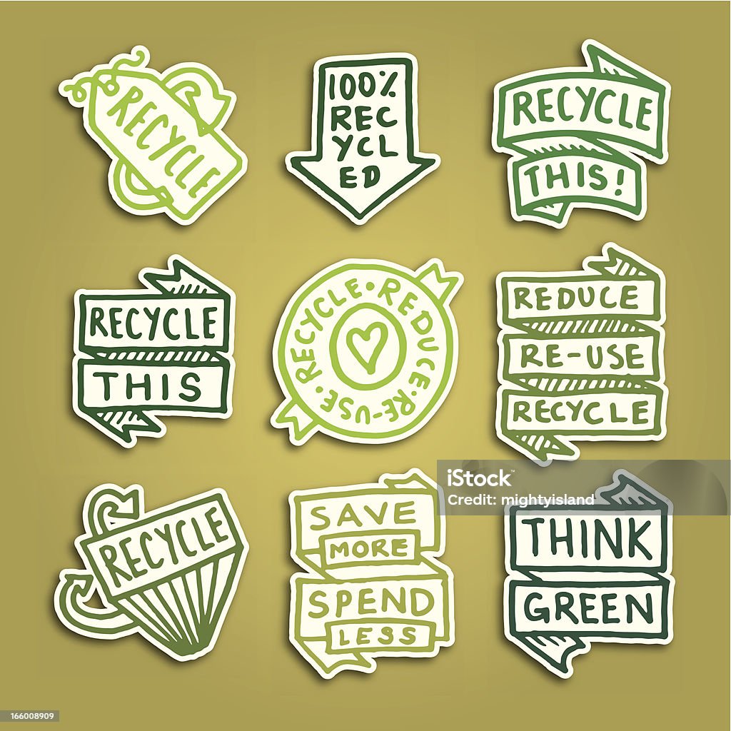 Recycling sticky note badge icons vector icon set Recycling stock vector
