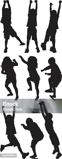 Multiple Image Of Children Playing Stockvectorkunst en meer beelden van Kind - Kind, Hangen, Grijpen
