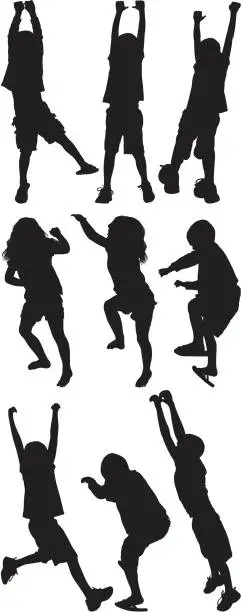 Vector illustration of Multiple image of children playing