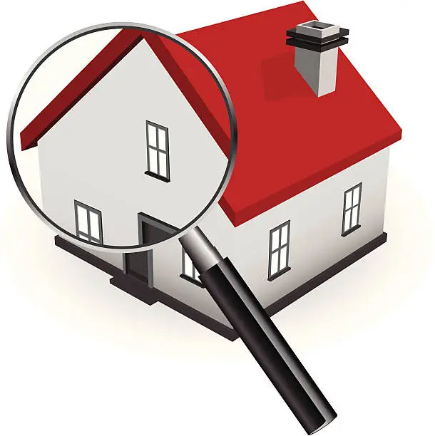 Vector illustration of Magnifying glass and house