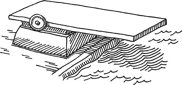 Vector illustration of Diving Board Drawing