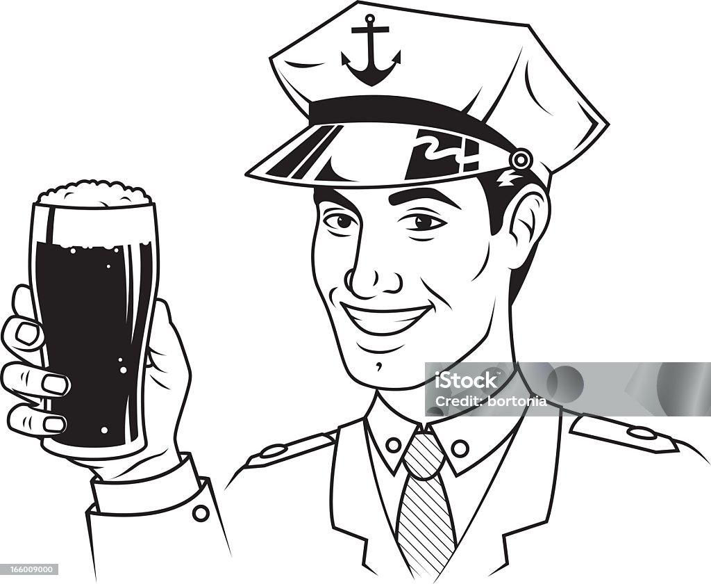 Vintage con cerveza marinero - arte vectorial de Brindar libre de derechos