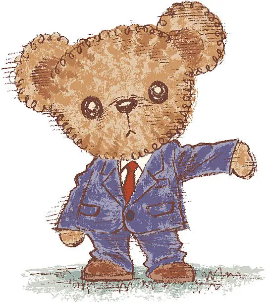 Vector illustration of Teddy bear wearing a business suit