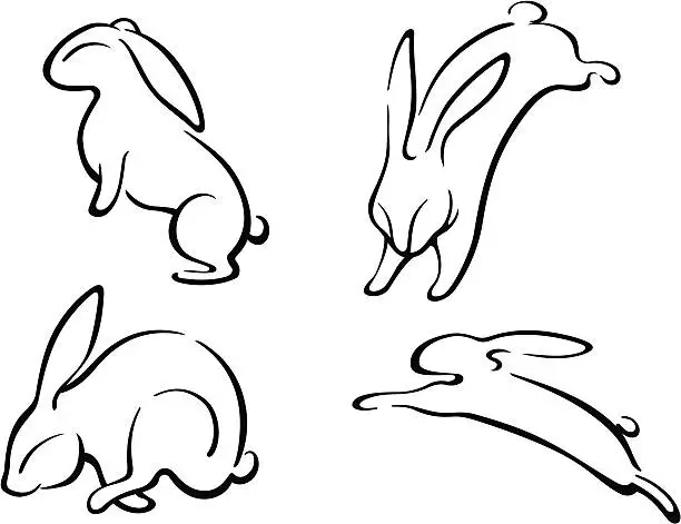 Vector illustration of Leaping Rabbit Set