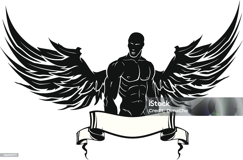 Hombre con alas - arte vectorial de Ángel libre de derechos