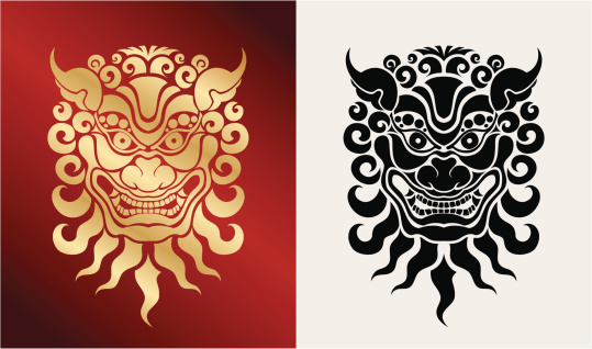 Head of  the beast in oriental style in two variants. 