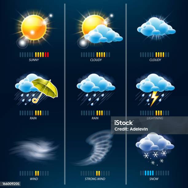 Climat Et Météo Icônes Vecteurs libres de droits et plus d'images vectorielles de Brouillard - Brouillard, Ciel, Ciel orageux