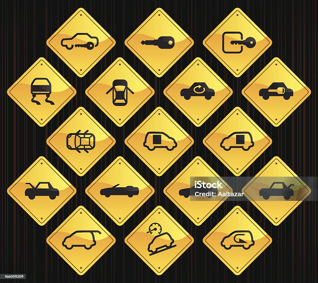 As placas amarelas de indicadores de controle - Vetor de Carro royalty-free