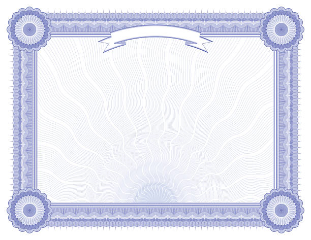 ilustrações, clipart, desenhos animados e ícones de grande certificado-diploma (azul variante) - diploma wave pattern vehicle registration sine wave