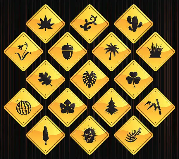 Vector illustration of Yellow Road Signs - Botanic