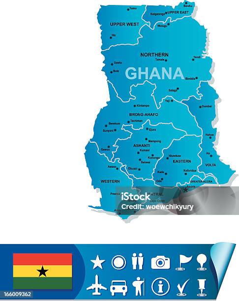 Гана Векторная Карта — стоковая векторная графика и другие изображения на тему Гана - Гана, Карта, Африка