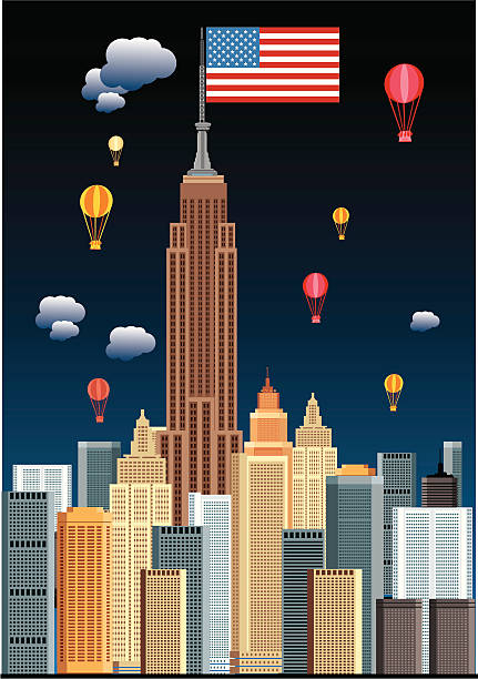 new york city - empire state building 幅插畫檔、美工圖案、卡通及圖標