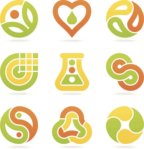 multicolored eco symbole - four leaves stock illustrations