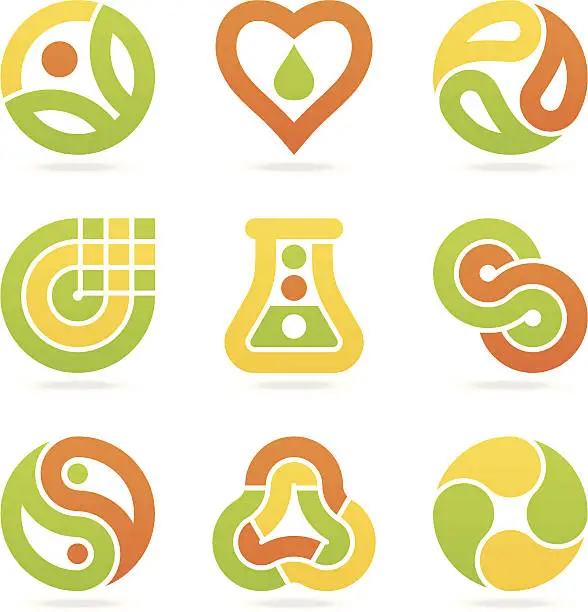Vector illustration of multicolored eco symbols