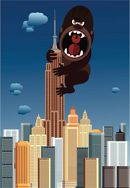 ilustraciones, imágenes clip art, dibujos animados e iconos de stock de nueva york y gorilla - empire state building