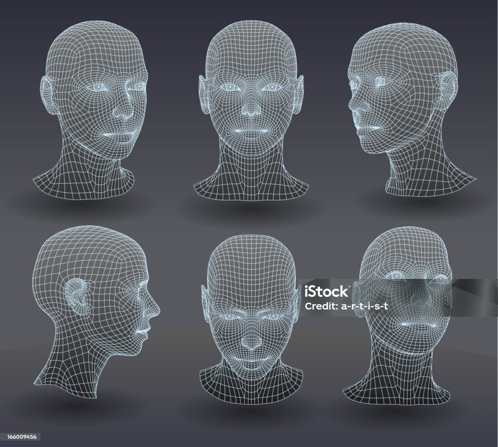Conjunto de tres cabezales dimensional. - arte vectorial de Cara humana libre de derechos