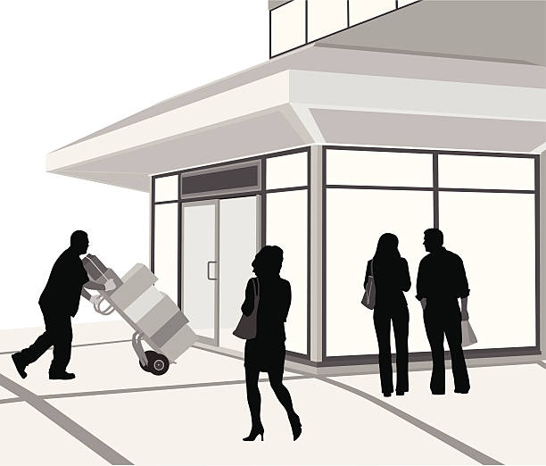 specialdelivery - store silhouette retail manual worker stock-grafiken, -clipart, -cartoons und -symbole