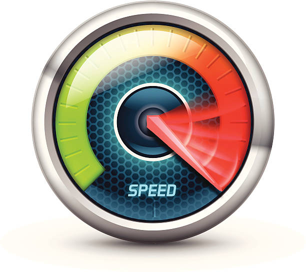 일러스트레이션 속도계, 색상화 게이지 - speed speedometer gauge computer icon stock illustrations