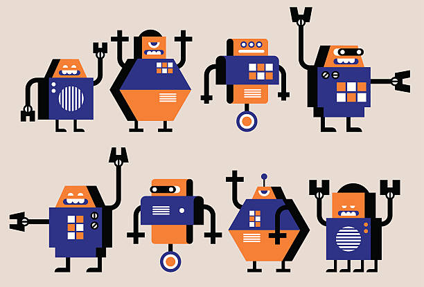 illustrations, cliparts, dessins animés et icônes de graphismes des robots simple - pince mecanique