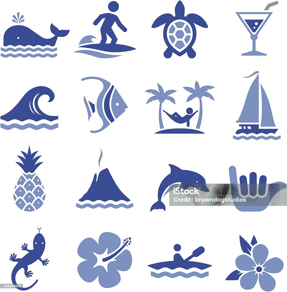 Hawaiian Icons - Pro Series Island theme icon set. Professional clip art for your print or Web project. See more icons in this series. Icon Symbol stock vector